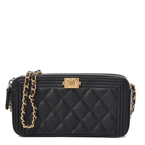 Chanel Caviar Quilted Boy Clutch with Chain 